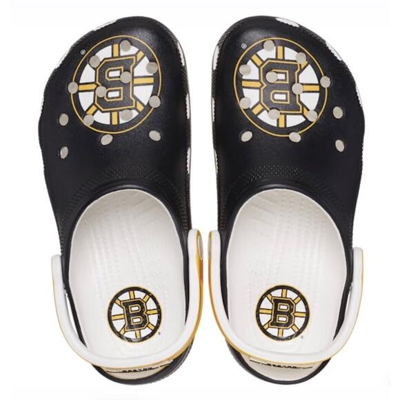 Crocs NHL Boston Bruins Mens 13 Womens 15 Clogs Black Yellow Hockey Shoes New - Picture 9 of 9